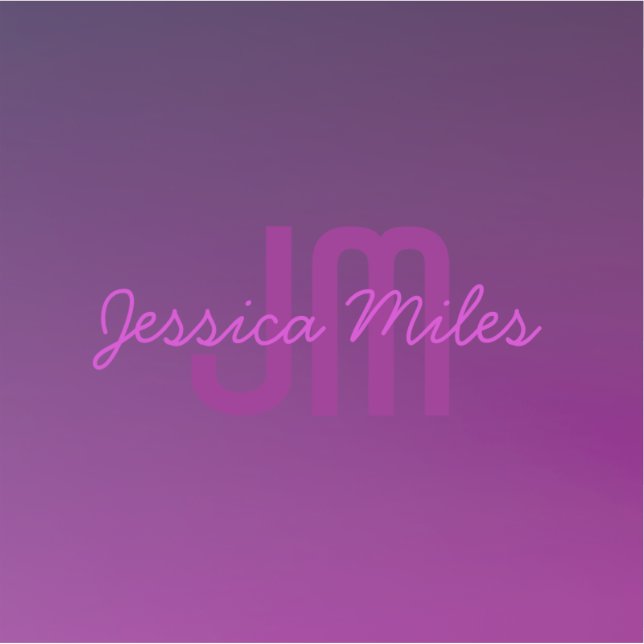 Modern Editable Monogrammed Text & Purple Ombre  Sticker (Front)