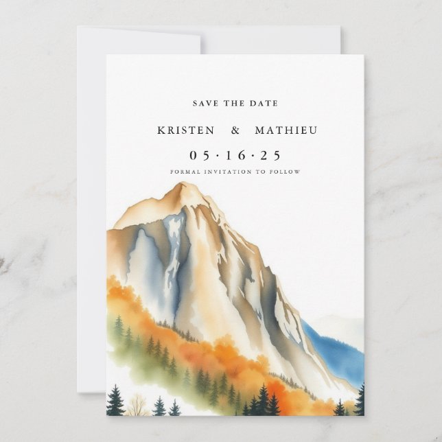 Modern Editable Mountain Save The Date (Front)