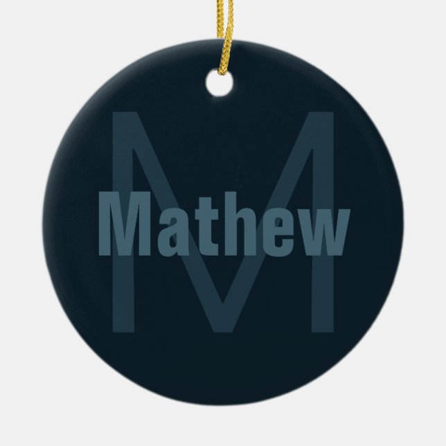 Modern Editable Name Ceramic Ornament (Front)
