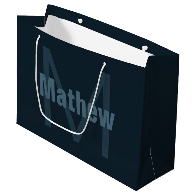 Modern Editable Name Large Gift Bag (Front Angled)