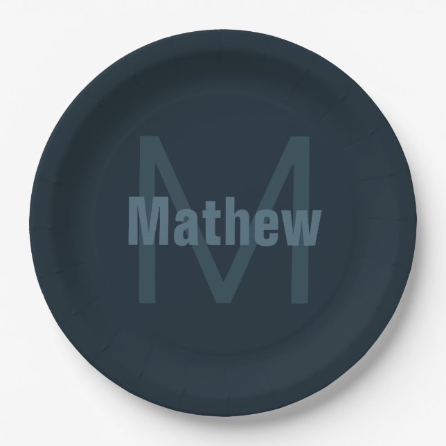 Modern Editable Name Paper Plates (Front)