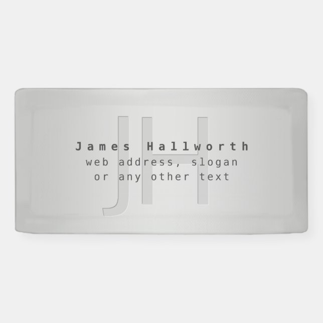 Modern Editable Name & Slogan | Grey Gradient  Banner (Horizontal)