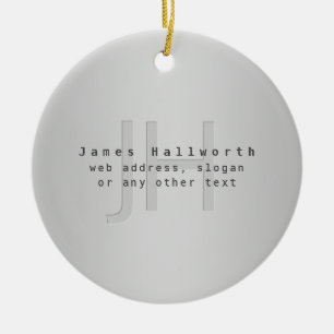 Modern Editable Name & Slogan   Grey Gradient  Ceramic Ornament