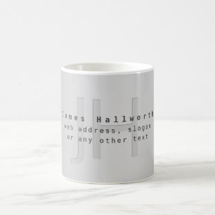 Modern Editable Name & Slogan   Grey Gradient  Coffee Mug