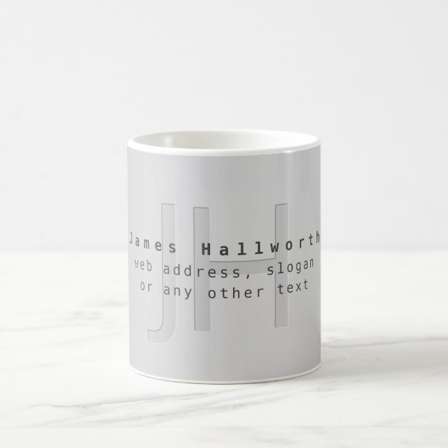 Modern Editable Name & Slogan | Grey Gradient  Coffee Mug (Center)