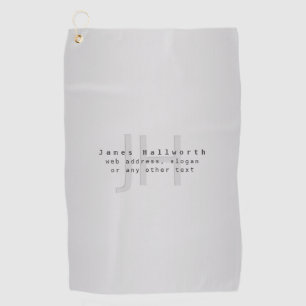 Modern Editable Name & Slogan Grey Gradient Golf Towel