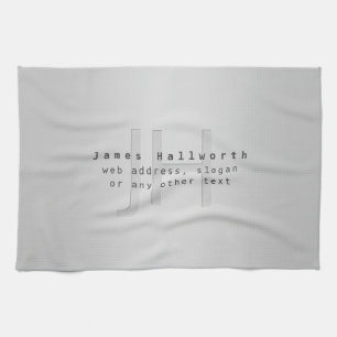 Modern Editable Name & Slogan Grey Gradient Kitchen Towel