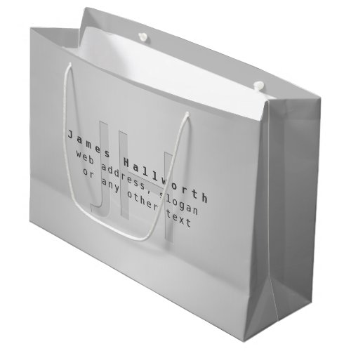 Modern Editable Name  Slogan  Grey Gradient  Large Gift Bag