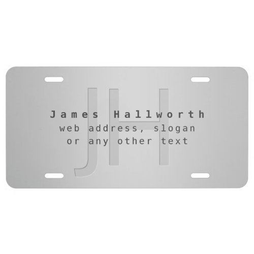 Modern Editable Name  Slogan  Grey Gradient  License Plate