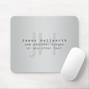 Modern Editable Name & Slogan   Grey Gradient  Mouse Pad
