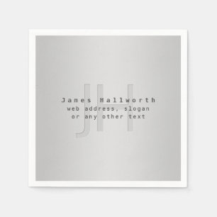 Modern Editable Name & Slogan   Grey Gradient  Napkins