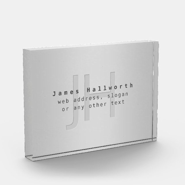 Modern Editable Name & Slogan | Grey Gradient  Photo Block (Left)