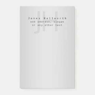 Modern Editable Name & Slogan Grey Gradient Post-it Notes