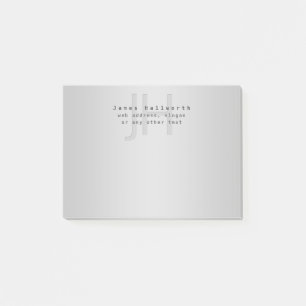 Modern Editable Name & Slogan Grey Gradient Post-it Notes