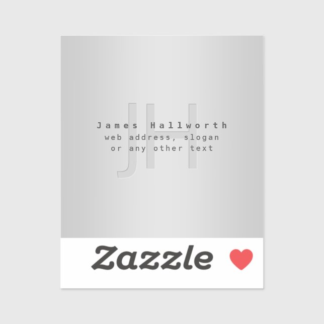 Modern Editable Name & Slogan | Grey Gradient  Sticker (Sheet)