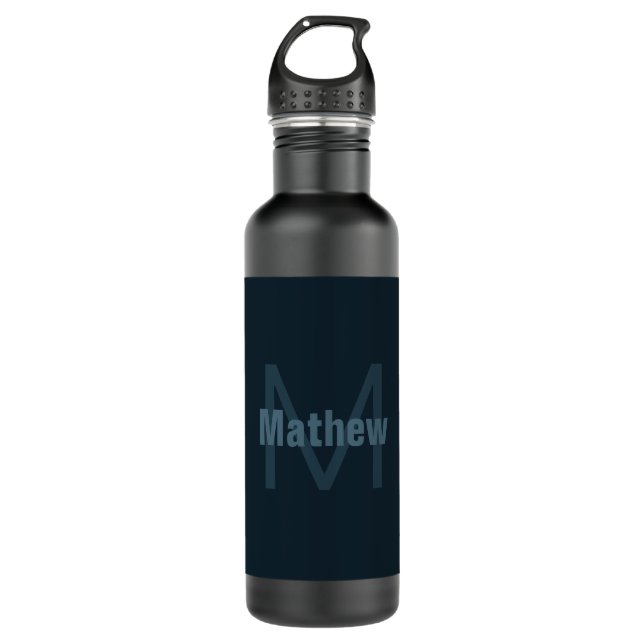 Modern Editable Name Stainless Steel Water Bottle (Front)