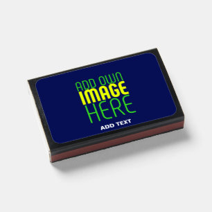 MODERN EDITABLE NAVY BLUE IMAGE TEXT TEMPLATE MATCHBOXES