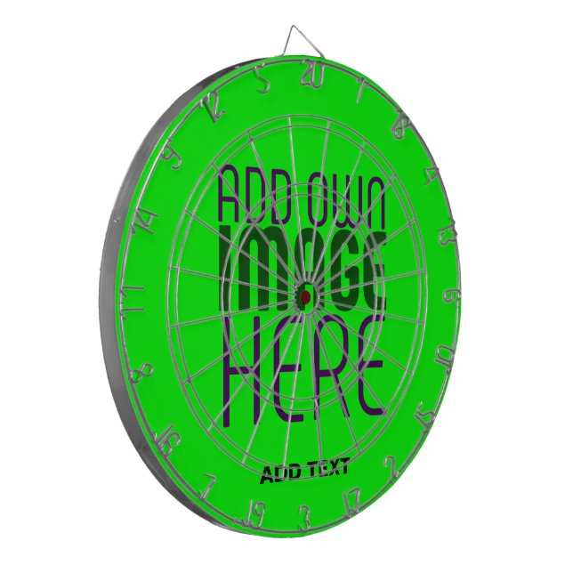 MODERN EDITABLE NEON GREEN IMAGE TEXT TEMPLATE DART BOARD (Front Left)