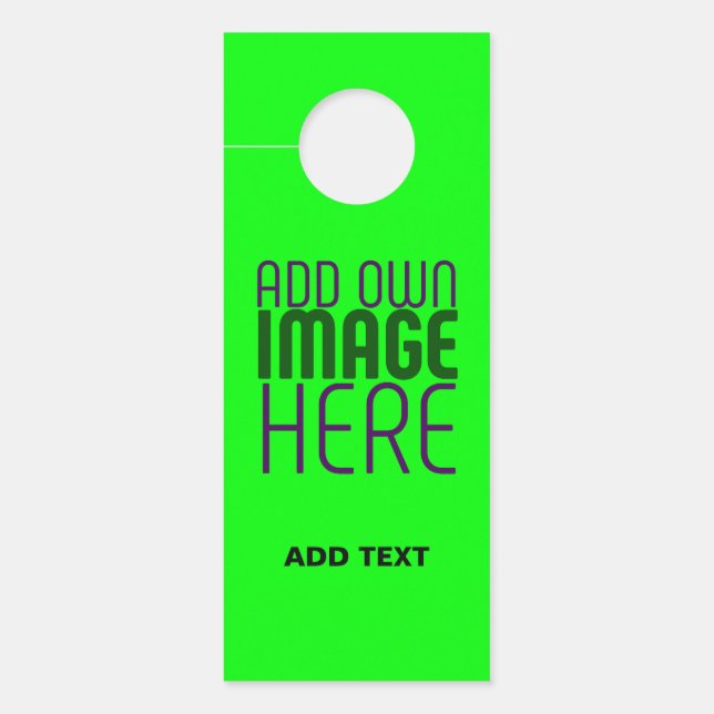  MODERN EDITABLE NEON GREEN IMAGE TEXT TEMPLATE DOOR HANGER (Front)