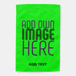 MODERN EDITABLE NEON GREEN IMAGE TEXT TEMPLATE GARDEN FLAG