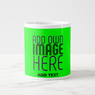 MODERN EDITABLE NEON GREEN IMAGE TEXT TEMPLATE GIANT COFFEE MUG