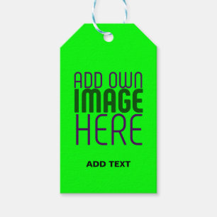 MODERN EDITABLE NEON GREEN IMAGE TEXT TEMPLATE GIFT TAGS