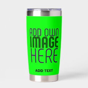MODERN EDITABLE NEON GREEN IMAGE TEXT TEMPLATE INSULATED TUMBLER