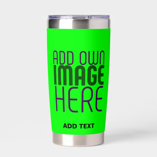 MODERN EDITABLE NEON GREEN IMAGE TEXT TEMPLATE INSULATED TUMBLER (Front)