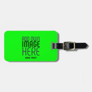 MODERN EDITABLE NEON GREEN IMAGE TEXT TEMPLATE LUGGAGE TAG