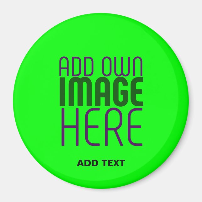 MODERN EDITABLE NEON GREEN IMAGE TEXT TEMPLATE MAGNET (Front)