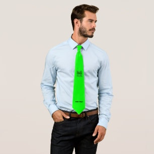 MODERN EDITABLE NEON GREEN IMAGE TEXT TEMPLATE NECK TIE