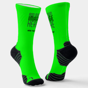 MODERN EDITABLE NEON GREEN IMAGE TEXT TEMPLATE SOCKS