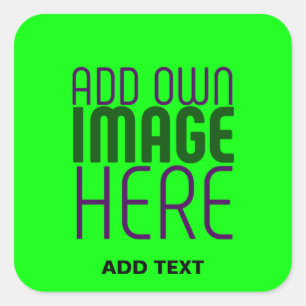 MODERN EDITABLE NEON GREEN IMAGE TEXT TEMPLATE SQUARE STICKER