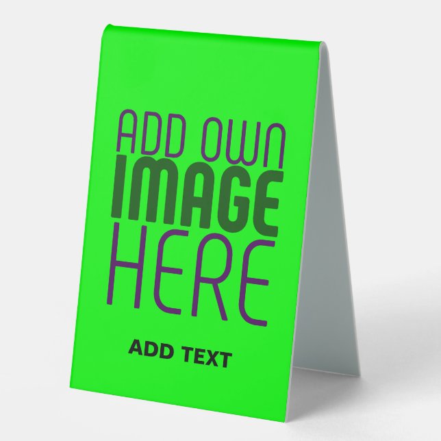 MODERN EDITABLE NEON GREEN IMAGE TEXT TEMPLATE TABLE TENT (Front)