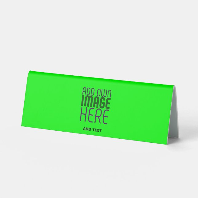 MODERN EDITABLE NEON GREEN IMAGE TEXT TEMPLATE TABLE TENT (Front)