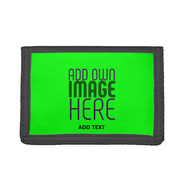 MODERN EDITABLE NEON GREEN IMAGE TEXT TEMPLATE TRIFOLD WALLET (Front)