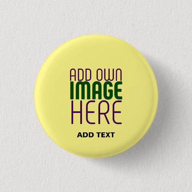MODERN EDITABLE PASTEL YELLOW IMAGE TEXT TEMPLATE BUTTON (Front)
