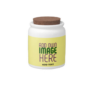 MODERN EDITABLE PASTEL YELLOW IMAGE TEXT TEMPLATE CANDY JAR