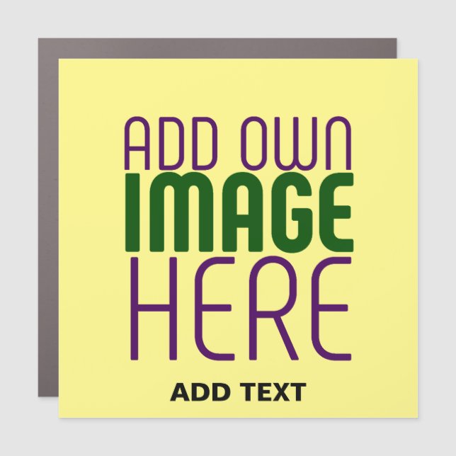 MODERN EDITABLE PASTEL YELLOW IMAGE TEXT TEMPLATE CAR MAGNET (Front)
