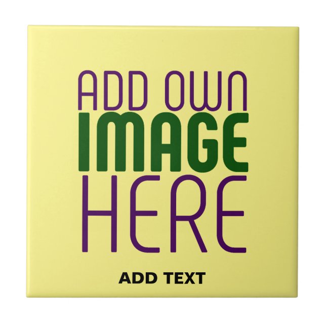  MODERN EDITABLE PASTEL YELLOW IMAGE TEXT TEMPLATE CERAMIC TILE (Front)