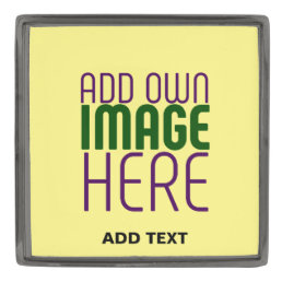 MODERN EDITABLE PASTEL YELLOW IMAGE TEXT TEMPLATE GUNMETAL FINISH LAPEL PIN
