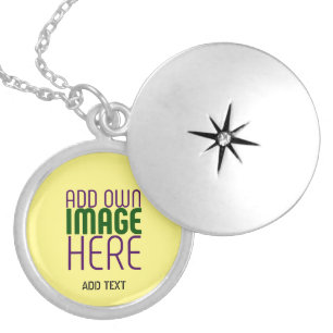 MODERN EDITABLE PASTEL YELLOW IMAGE TEXT TEMPLATE LOCKET NECKLACE