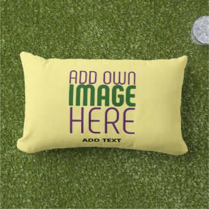 MODERN EDITABLE PASTEL YELLOW IMAGE TEXT TEMPLATE LUMBAR PILLOW