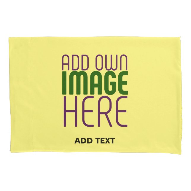 MODERN EDITABLE PASTEL YELLOW IMAGE TEXT TEMPLATE PILLOW CASE (Front)
