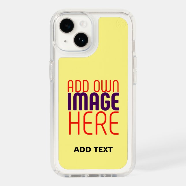 MODERN EDITABLE PASTEL YELLOW IMAGE TEXT TEMPLATE SPECK iPhone CASE (Front)