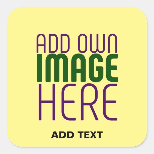 MODERN EDITABLE PASTEL YELLOW IMAGE TEXT TEMPLATE SQUARE STICKER (Front)