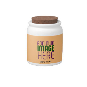 MODERN EDITABLE PEACH ORANGE IMAGE TEXT TEMPLATE CANDY JAR