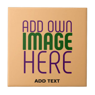 MODERN EDITABLE PEACH ORANGE IMAGE TEXT TEMPLATE CERAMIC TILE