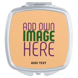 MODERN EDITABLE PEACH ORANGE IMAGE TEXT TEMPLATE COMPACT MIRROR