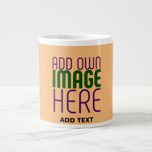 MODERN EDITABLE PEACH ORANGE IMAGE TEXT TEMPLATE GIANT COFFEE MUG